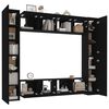 vidaXL 8 Piece TV Cabinet Set Black Engineered Wood