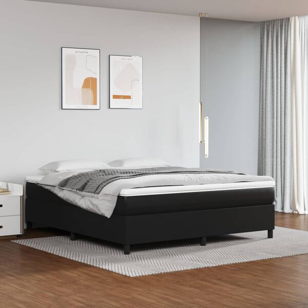 vidaXL Bed Frame without Mattress Black 180x200 cm Super King Faux Leather