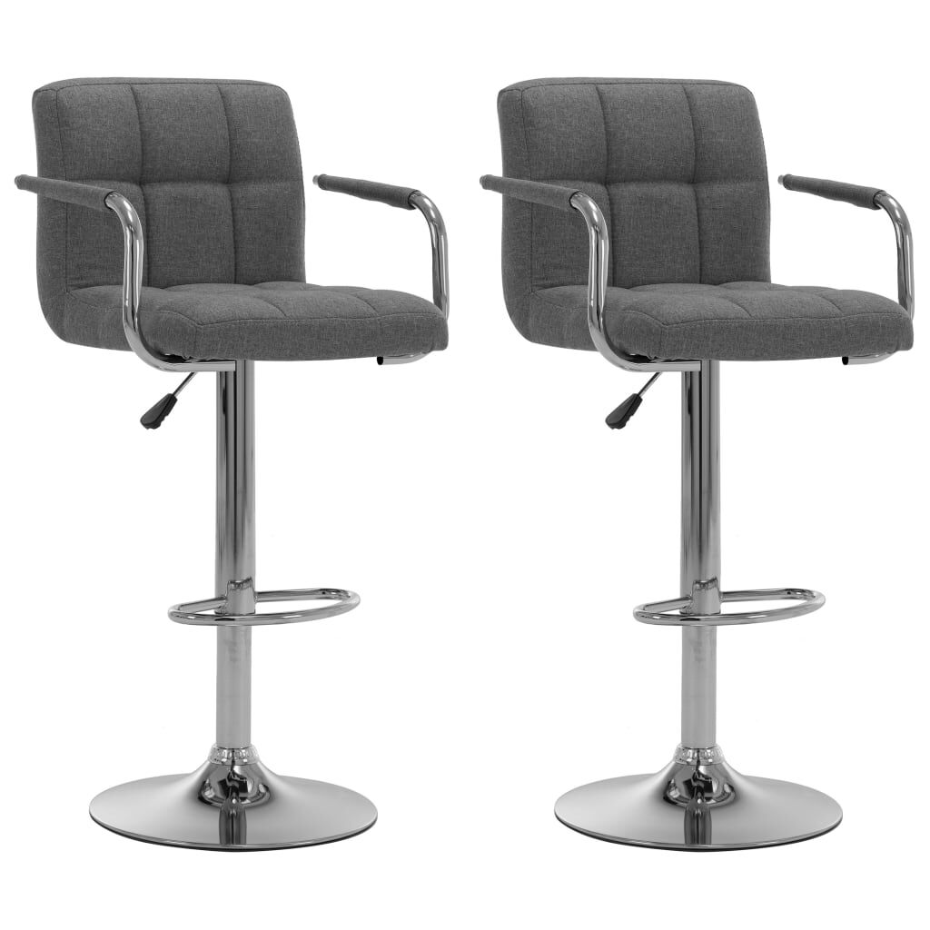 vidaXL Bar Stools 2 pcs Light Grey Fabric