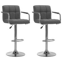vidaXL Bar Stools 2 pcs Light Grey Fabric