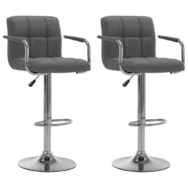 vidaXL Bar Stools 2 pcs Light Grey Fabric