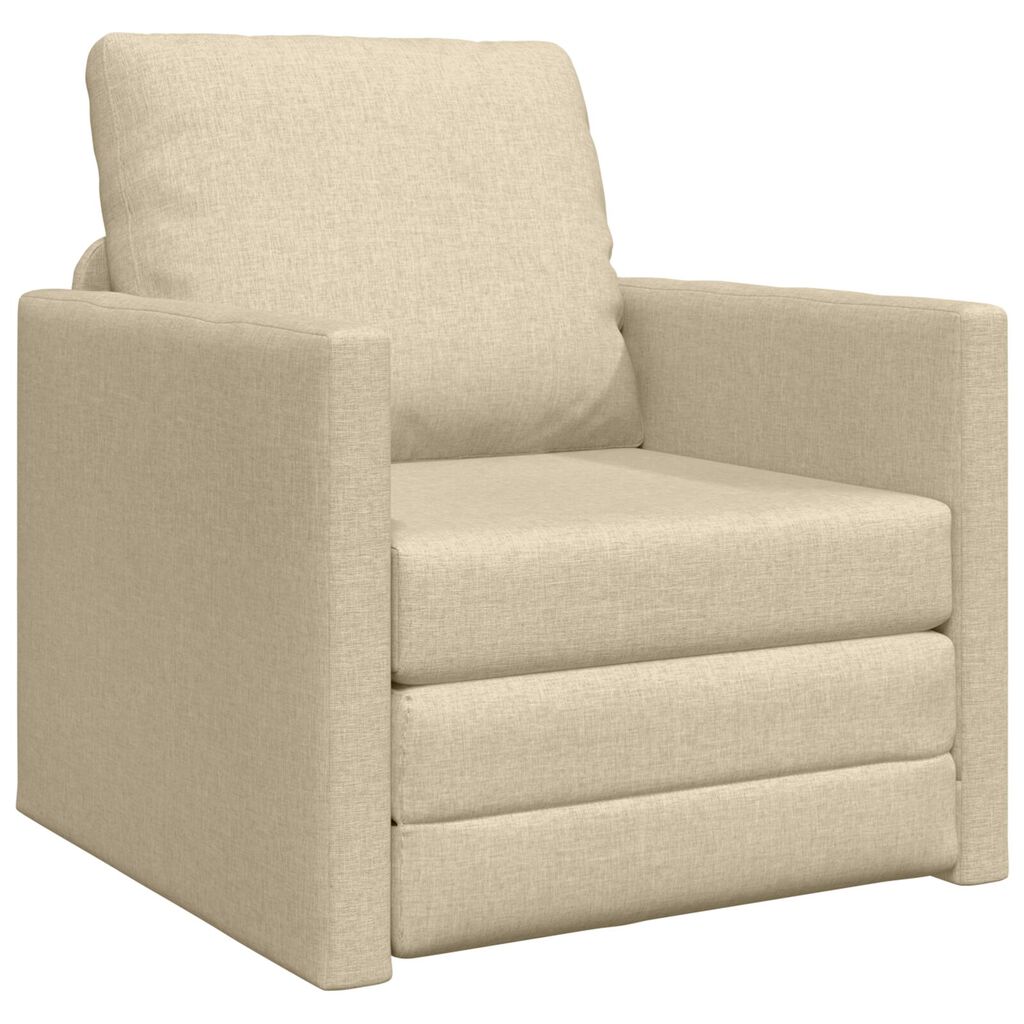 vidaXL Floor Sofa Bed 2-in-1 Cream 112x174x55 cm Fabric