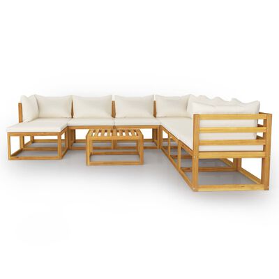 vidaXL 9 Piece Garden Lounge Set with Cushion Cream Solid Acacia Wood, cream vidaXL 9 Piece Garden Lounge Set with Cushion Cream Solid Acacia Wood