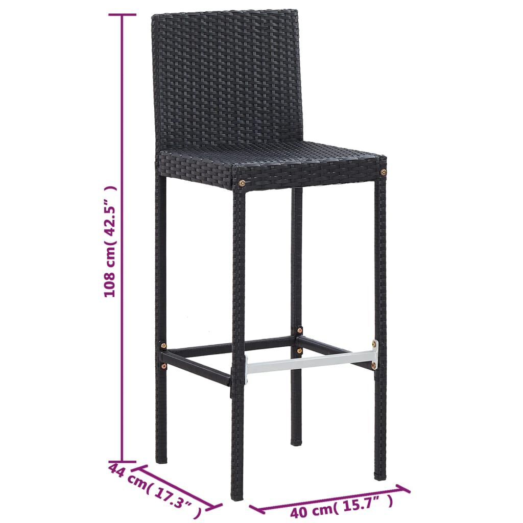 vidaXL 5 Piece Outdoor Bar Set Poly Rattan and Acacia Wood Black