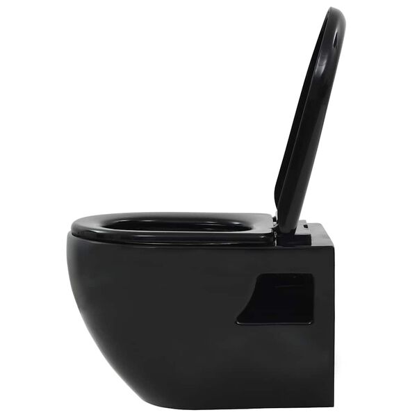 vidaXL Wall-Hung Toilet Ceramic Black