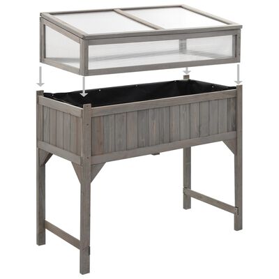 vidaXL Raised Bed with Greenhouse 110x54x120 cm Solid Fir Wood