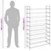 vidaXL Shoe Rack with 10 Shelves Metal and Non-woven Fabric Silver