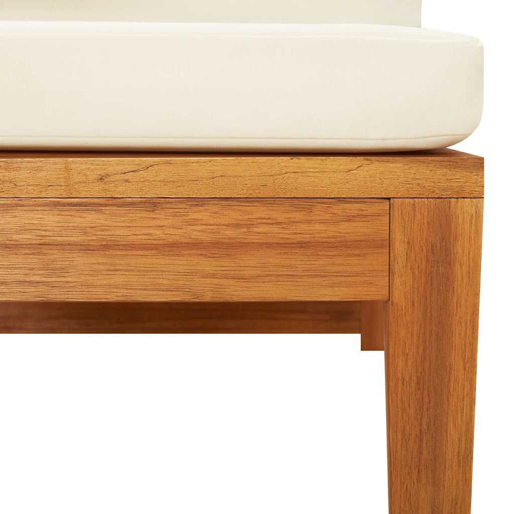 vidaXL Corner Sofa with Cream White Cushions Solid Acacia Wood, cream white vidaXL Corner Sofa with Cream White Cushions Solid Acacia Wood