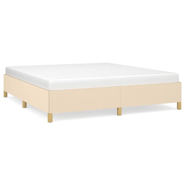 vidaXL Bed Frame without Mattress Cream 180x200 cm Super King Fabric