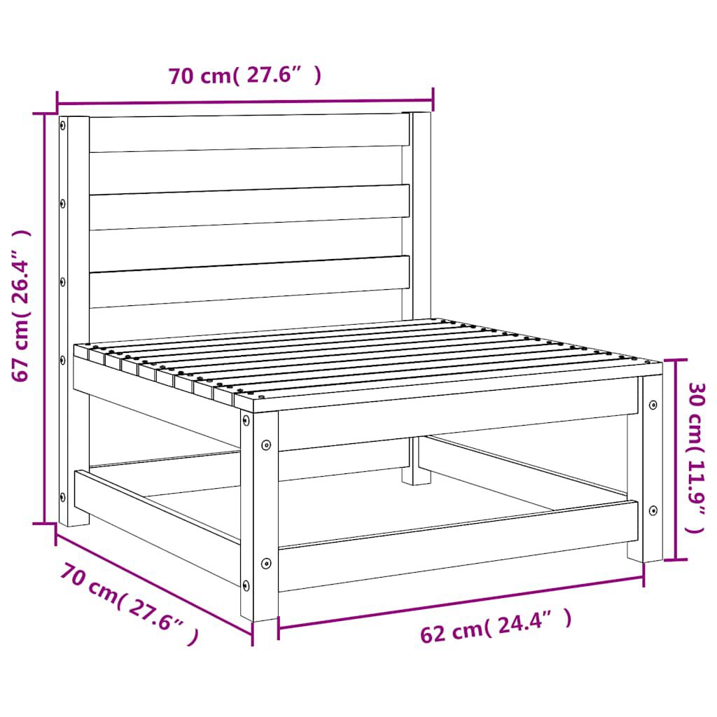 vidaXL Garden Middle Sofas 3 pcs White Solid Wood Pine