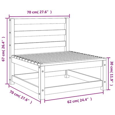 vidaXL Garden Middle Sofas 3 pcs White Solid Wood Pine, white vidaXL Garden Middle Sofas 3 pcs White Solid Wood Pine
