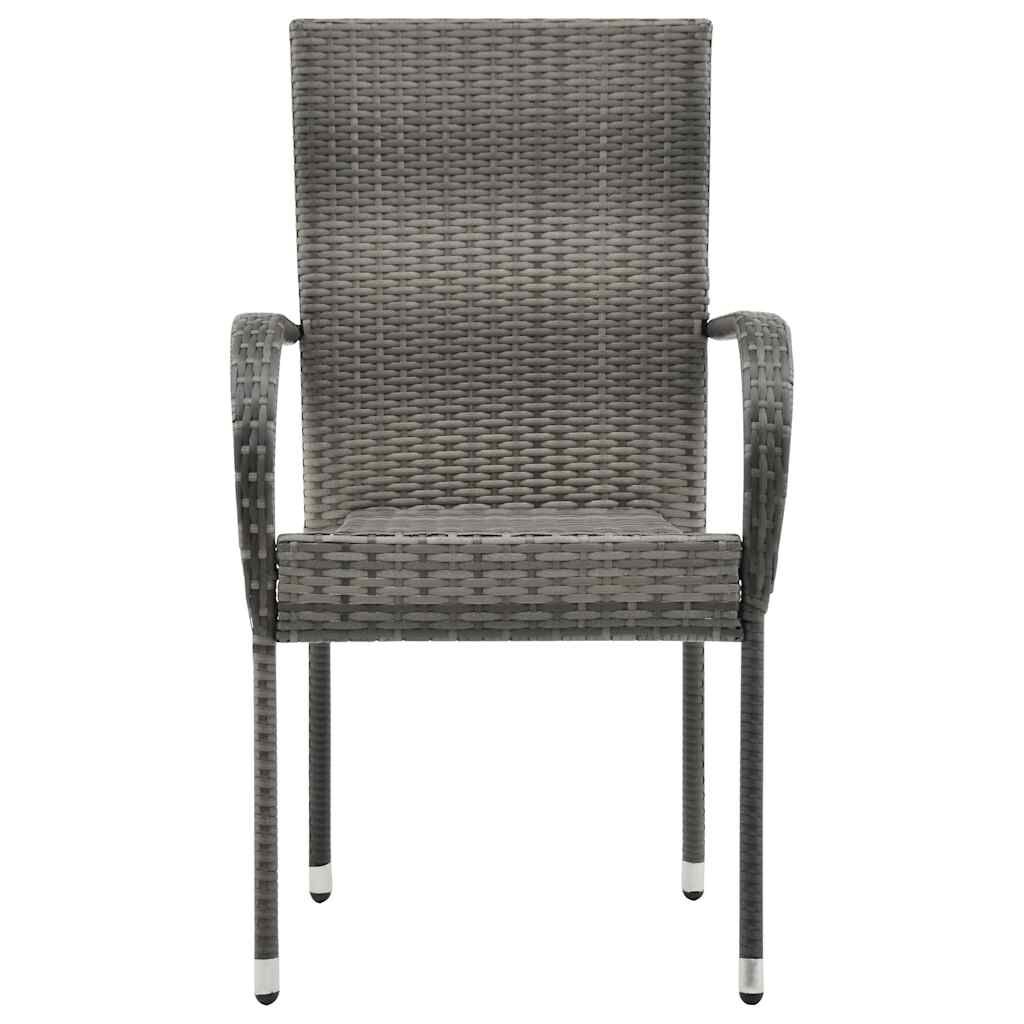 vidaXL Stackable Outdoor Chairs 2 pcs Grey Poly Rattan
