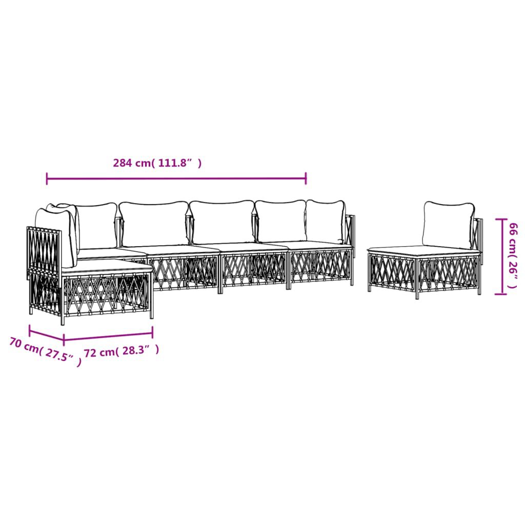vidaXL 6 Piece Garden Lounge Set with Cushions Anthracite Steel