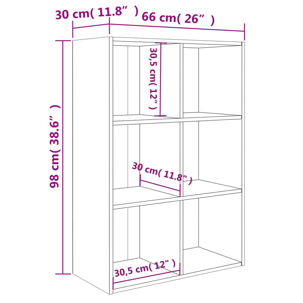 vidaXL Book Cabinet/Sideboard White 66x30x98 cm Engineered Wood