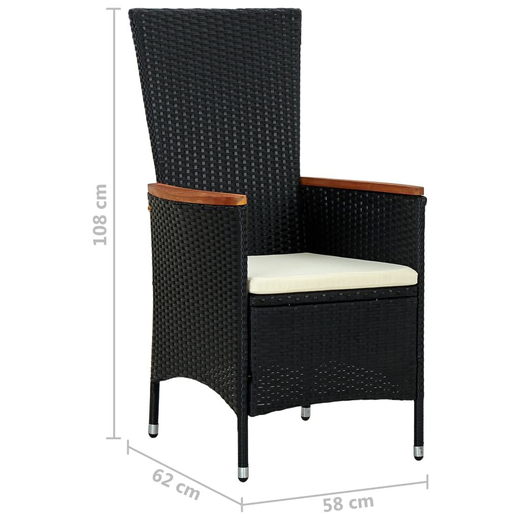 vidaXL 7 Piece Outdoor Dining Set Poly Rattan Acacia Wood Black