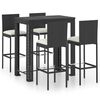 vidaXL 5 Piece Outdoor Bar Set with Cushions Poly Rattan Black