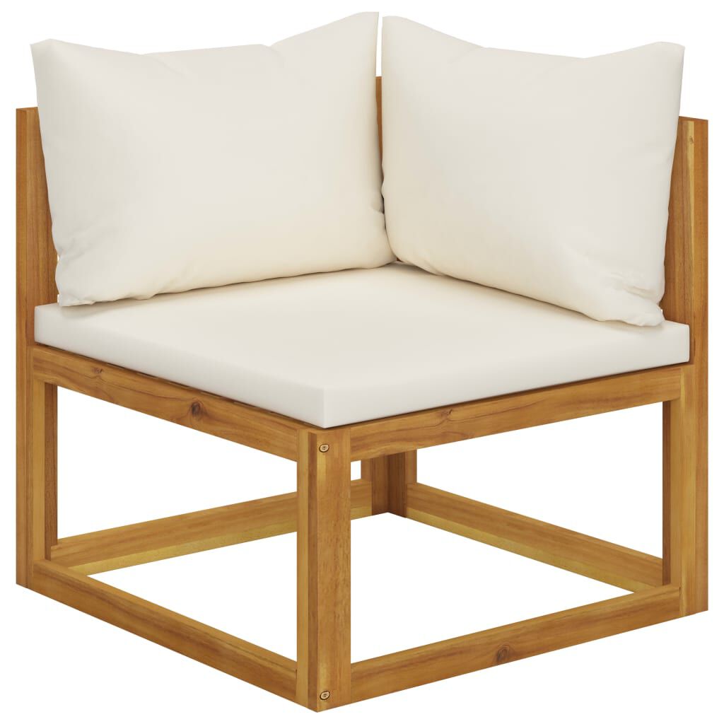 vidaXL 9 Piece Garden Lounge Set with Cushion Cream Solid Acacia Wood