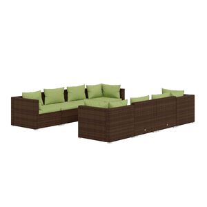 vidaXL 9 Piece Garden Lounge Set with Cushions Poly Rattan Brown
