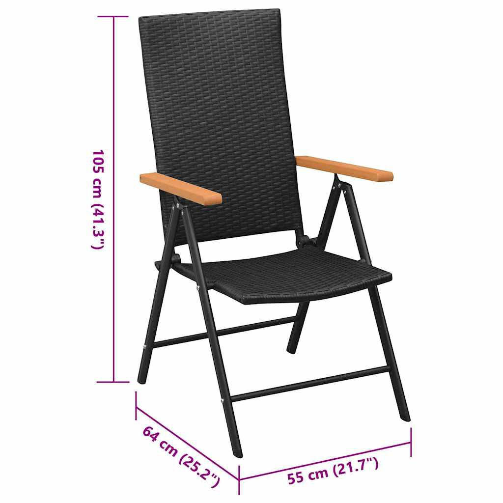 vidaXL Stackable Garden Chairs 2 pcs Poly Rattan Black