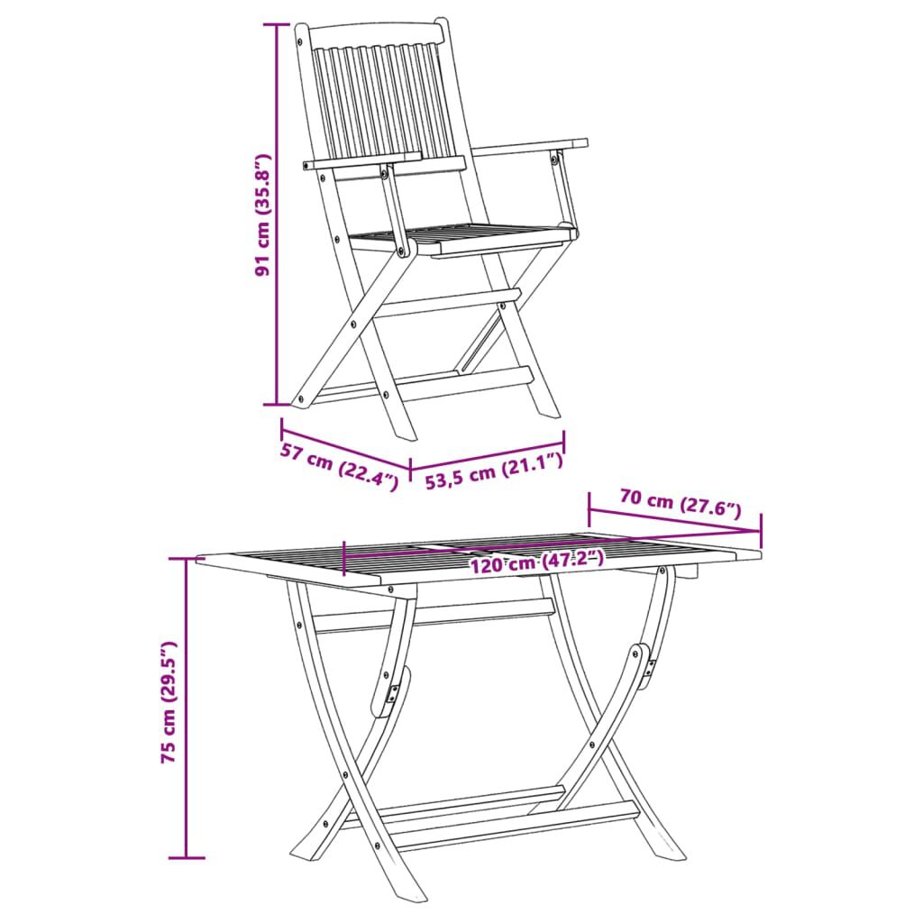 vidaXL 5 Piece Garden Dining Set Solid Wood Eucalyptus
