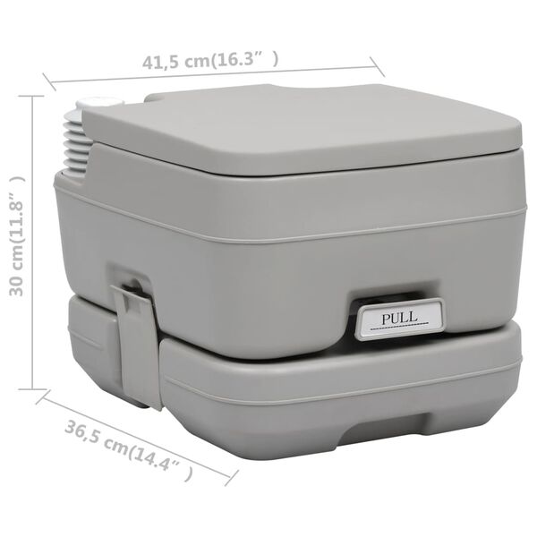 vidaXL Portable Camping Toilet Grey 10+10 L