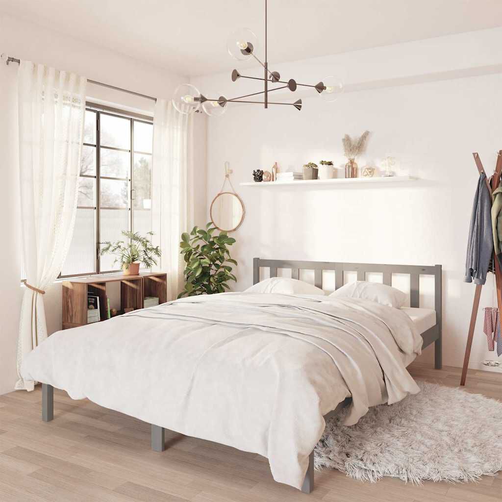 vidaXL Bed Frame without Mattress Grey Solid Wood 160x200 cm