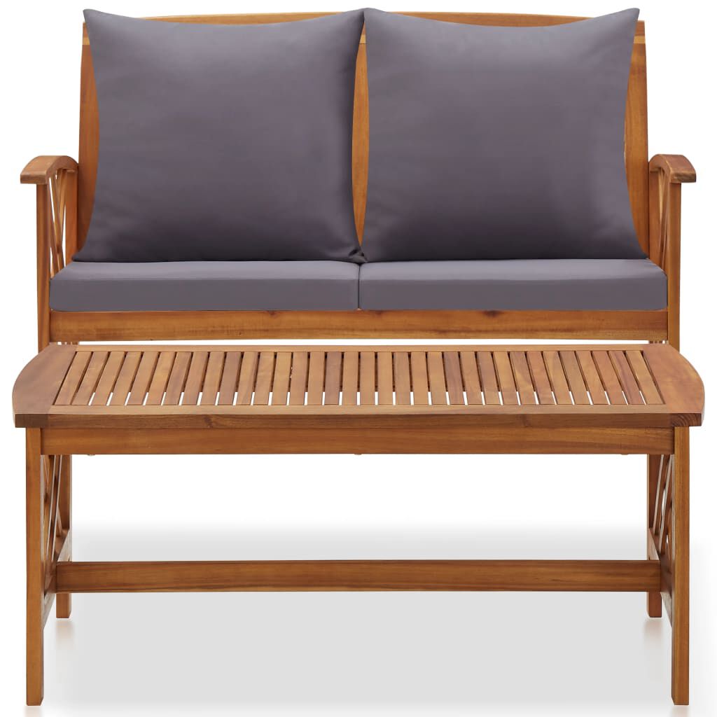 vidaXL 2 Piece Garden Lounge Set with Cushions Solid Acacia Wood
