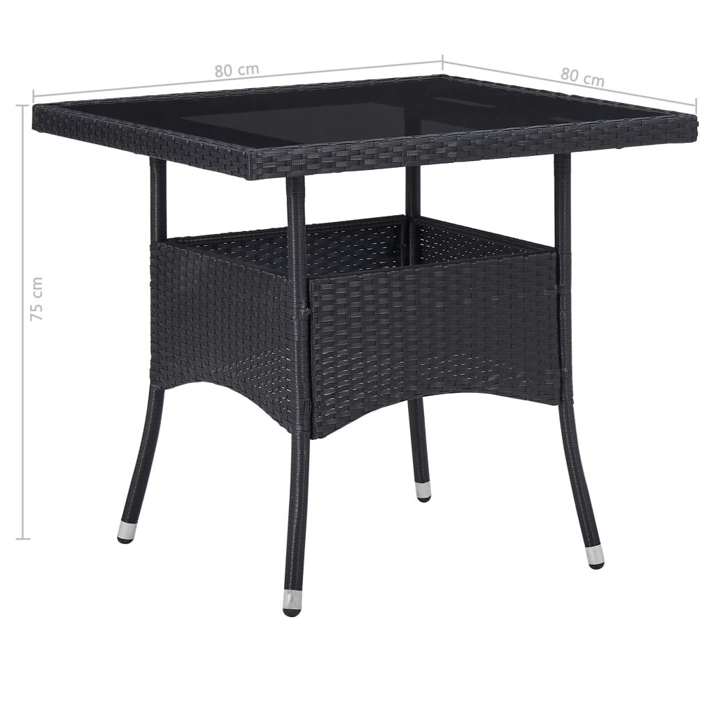 vidaXL 5 Piece Garden Dining Set Black Poly Rattan and Acacia Wood