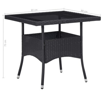 vidaXL 5 Piece Garden Dining Set Black Poly Rattan and Acacia Wood, black vidaXL 5 Piece Garden Dining Set Black Poly Rattan and Acacia Wood