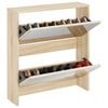 vidaXL Shoe Cabinet 2-Layer Mirror Oak 63x17x67 cm
