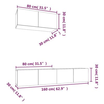 vidaXL 3 Piece TV Cabinet Set White Engineered Wood