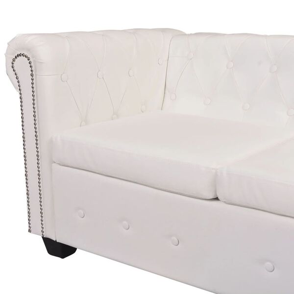 vidaXL Chesterfield Corner Sofa 5-Seater Artificial Leather White
