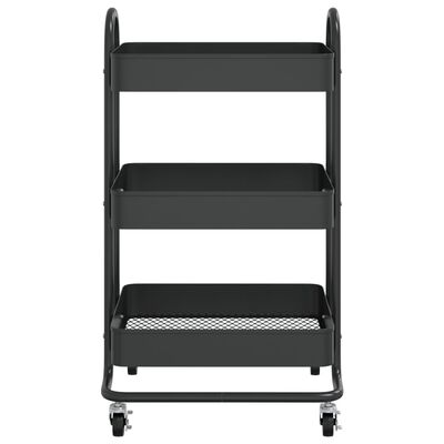 vidaXL 3-Tier Trolley Black 43x34x79 cm Steel, black vidaXL 3-Tier Trolley Black 43x34x79 cm Steel