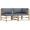 vidaXL 2 Piece Garden Lounge Set with Dark Grey Cushions Bamboo
