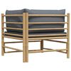 vidaXL Garden Corner Sofa with Dark Grey Cushions Bamboo