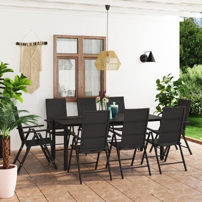 vidaXL 9 Piece Garden Dining Set Black,  vidaXL 9 Piece Garden Dining Set Black