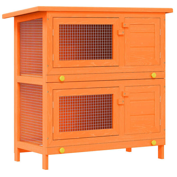 vidaXL Outdoor Rabbit Hutch Small Pet Cage 4 Door Wood