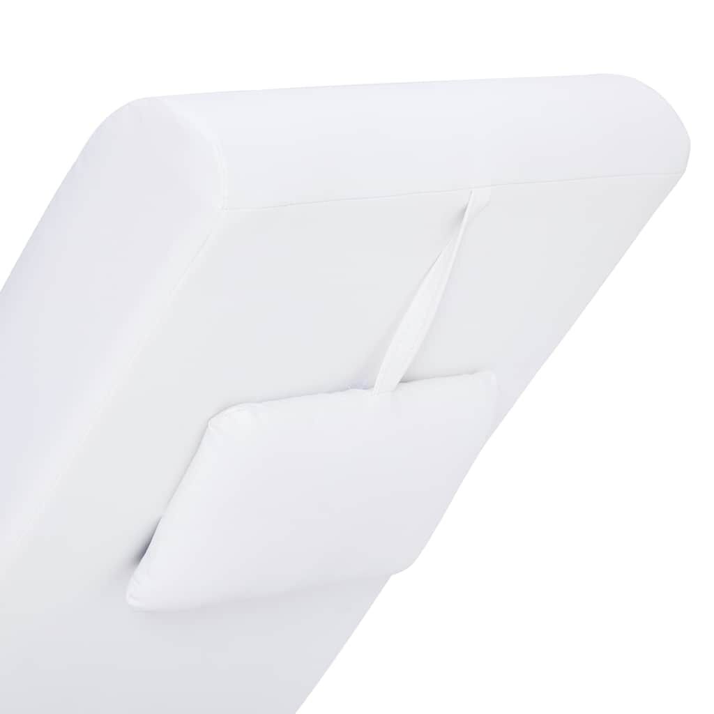 vidaXL Massage Chaise Longue with Pillow White Faux Leather