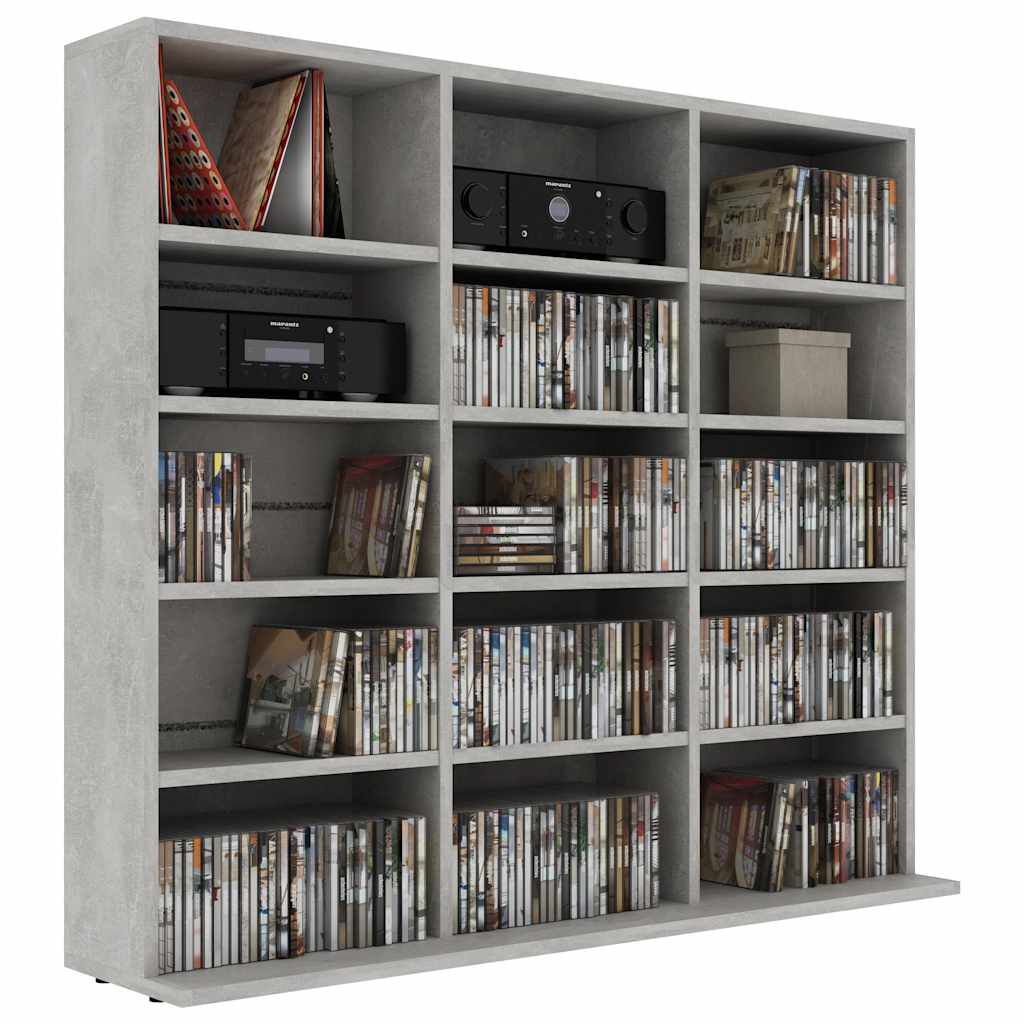 vidaXL CD Cabinet Concrete Grey 100x23x89.5 cm Engineered Wood