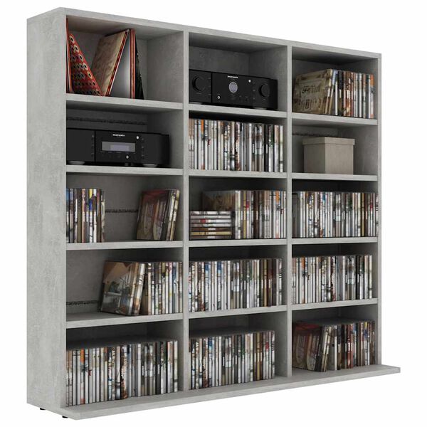 vidaXL CD Cabinet Concrete Grey 100x23x89.5 cm Engineered Wood