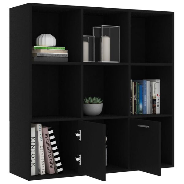 vidaXL Book Cabinet Black 98x30x98 cm Engineered Wood