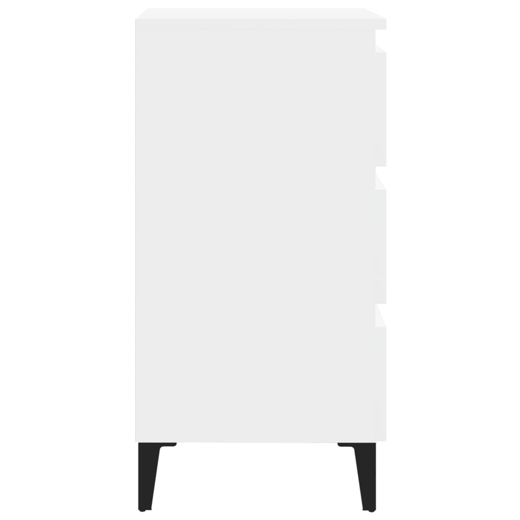 vidaXL Bed Cabinet with Metal Legs 2 pcs White 40x35x69 cm