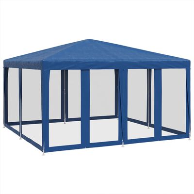 vidaXL Party Tent with 8 Mesh Sidewalls Blue 4x4 m HDPE