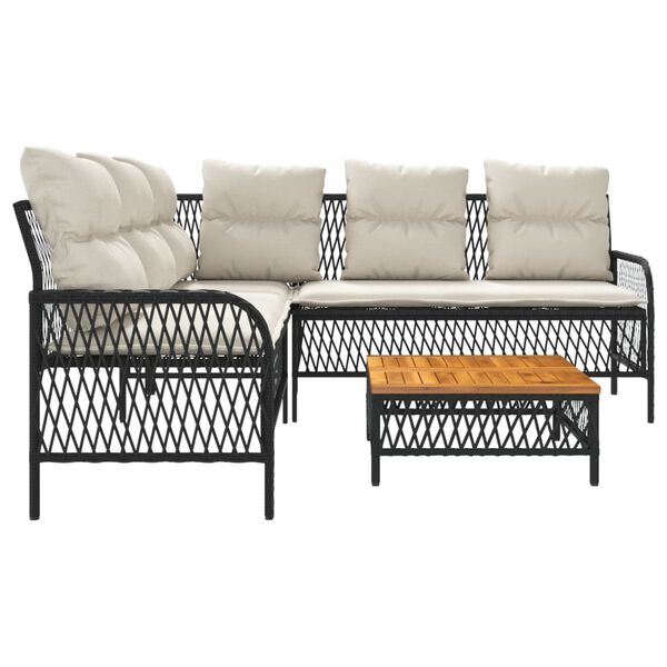 vidaXL 2 Piece Garden Sofa Set with Cushions Black Poly Rattan
