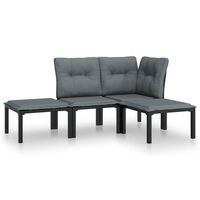 vidaXL 4 Piece Garden Lounge Set Black and Grey Poly Rattan,  vidaXL 4 Piece Garden Lounge Set Black and Grey Poly Rattan