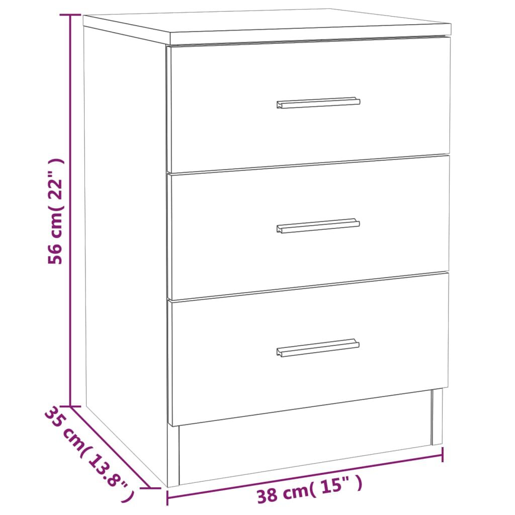 vidaXL Bedside Cabinets 2 pcs Brown Oak 38x35x56 cm Engineered Wood