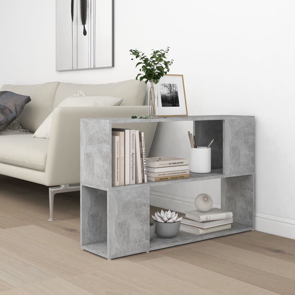 vidaXL Book Cabinet Concrete Grey 100x24x63 cm Engineered Wood