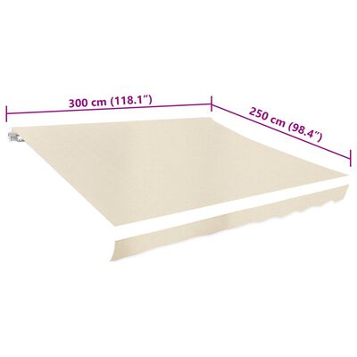 Awning Top Sunshade Canvas Cream 3x2.5m (Frame Not Included)