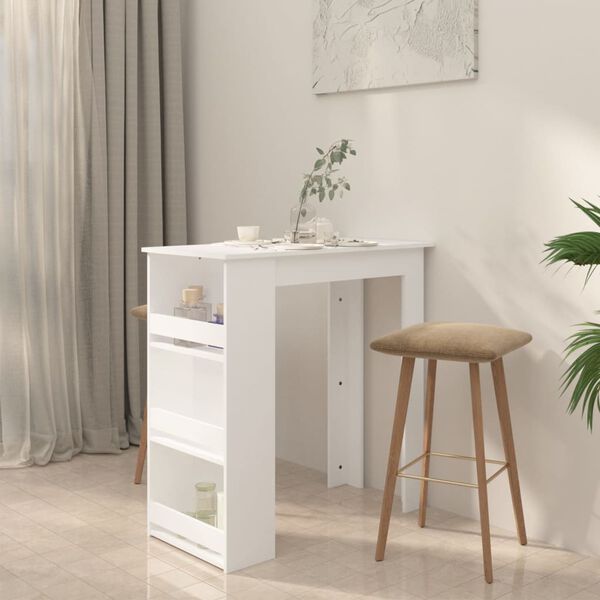 vidaXL Bar Table with Storage Rack White 102x50x103.5 cm Engineered Wood