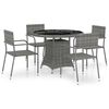 vidaXL Garden Dining Set | Anthracite, Grey | PE rattan, Steel, Glass | Medium